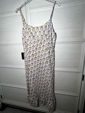 Kerry Cassill Hand Block Printed Cotton Ruffle Bias Slip Dress Floral Print Sz S